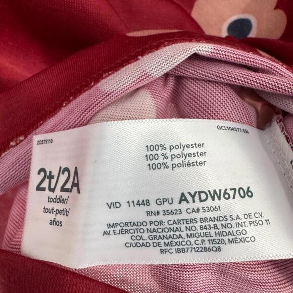 Carter’s Toddler Girl’s Size 2T 2 Piece Nightgown Pajama Set Blue Red Polka Dots - Picture 11 of 12